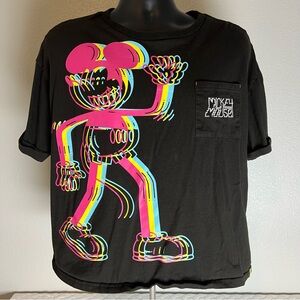 Disney Artist Series Mickey‎ Mouse 3D Black Neon Women's XL  Embroidery Pocket